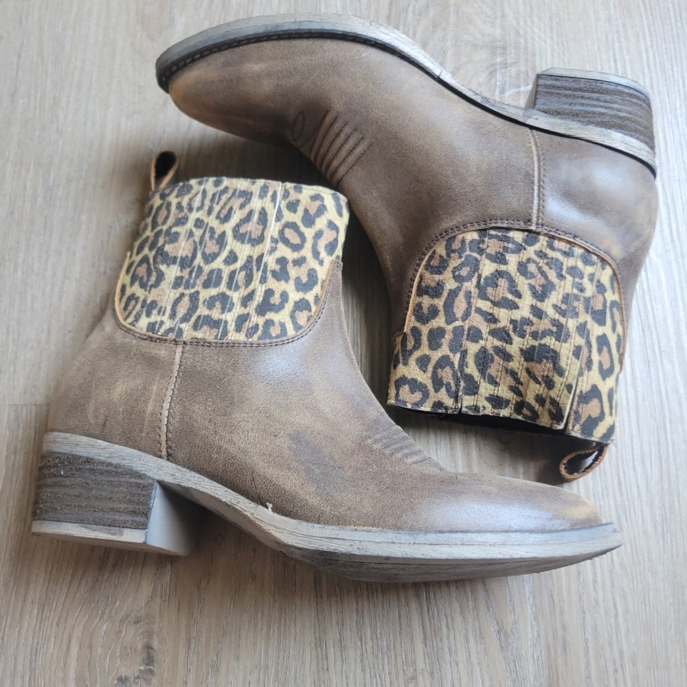 Very Volatile Womens Ankle Boots 6.5 Brown Leopard Print Western Boho Booties
